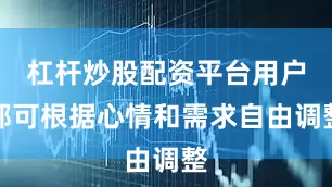 杠杆炒股配资平台用户都可根据心情和需求自由调整